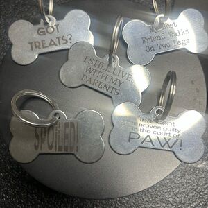 5 Stainless Steel Silver Dog Bone-Shaped Pet Tags